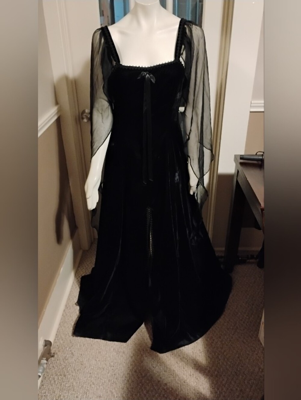 Black Velvet Jeannie Nitro Dress With Sheer Sleeves